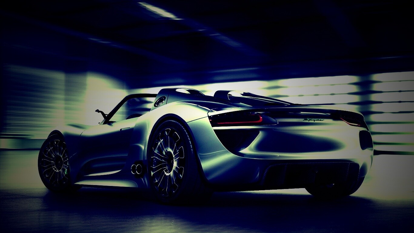 Porsche 918 Spider вид сзади обои