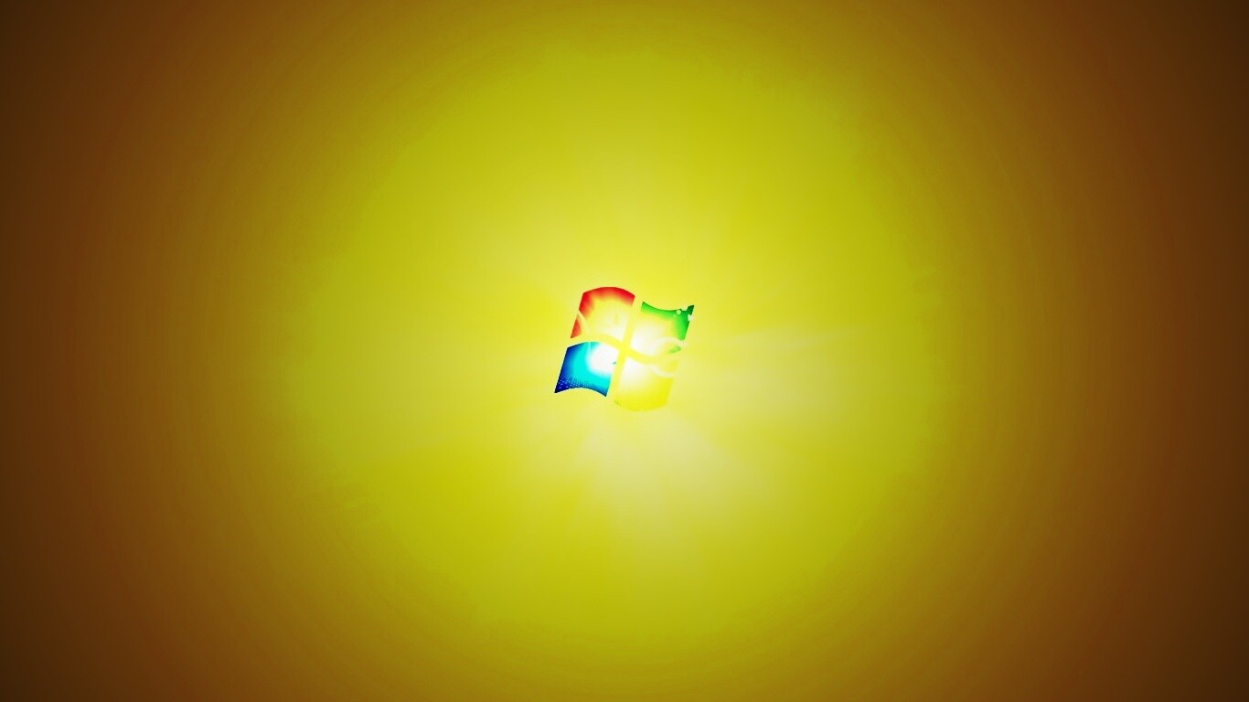 Яркий желтый логотип Windows 7 обои