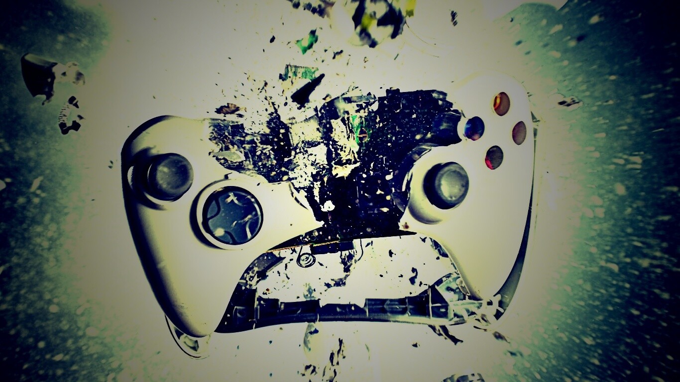 Взрывающийся белый контроллер xbox обои