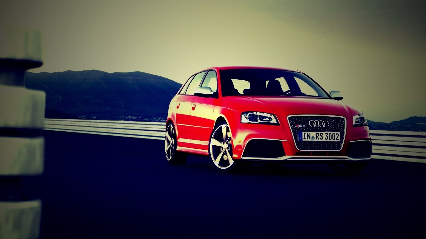 Красная Audi RS3 спереди обои