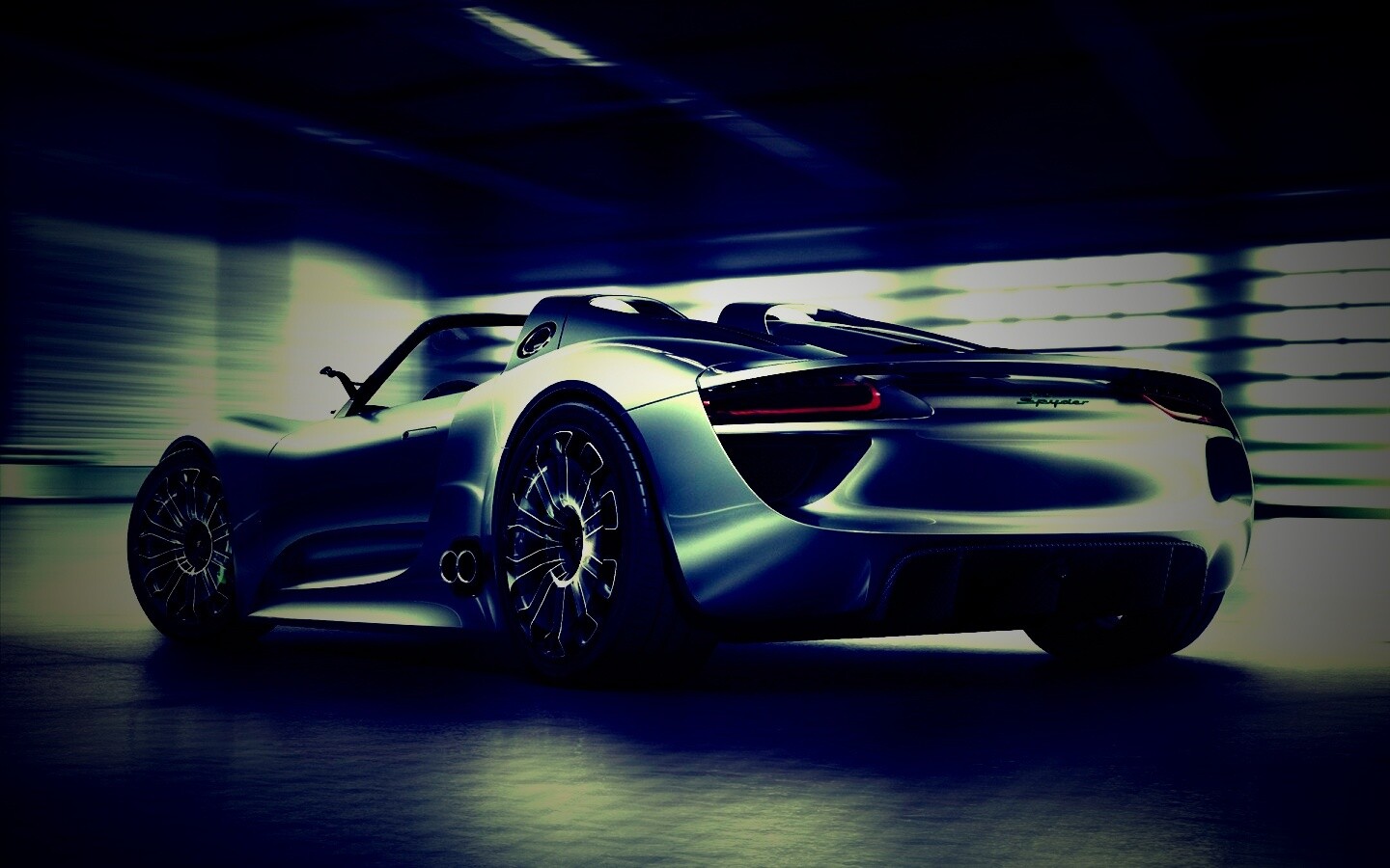 Porsche 918 Spider вид сзади обои