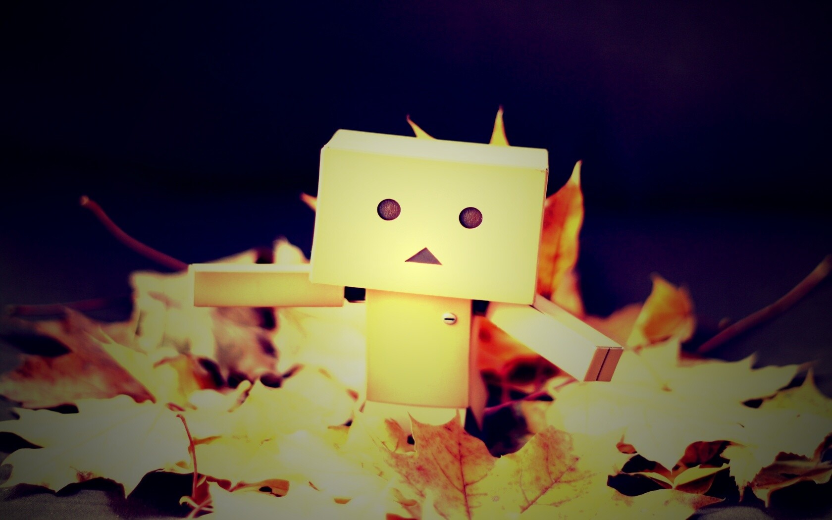 Yotsubato Danbo резвится листьях обои