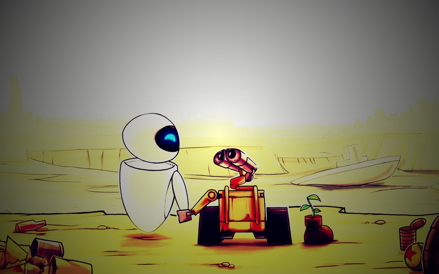 WALL-E и Ева обои