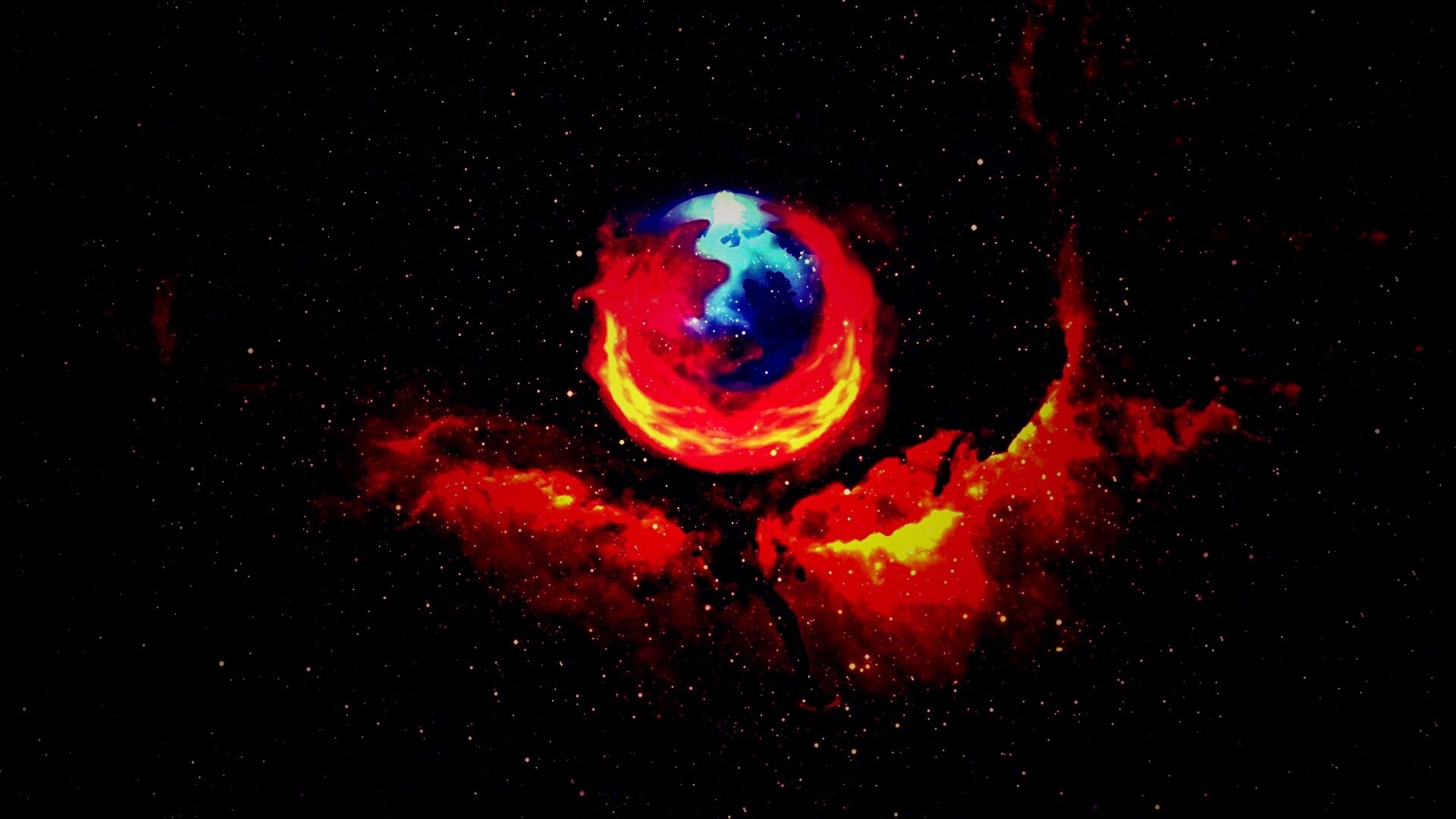 Firefox в космосе обои