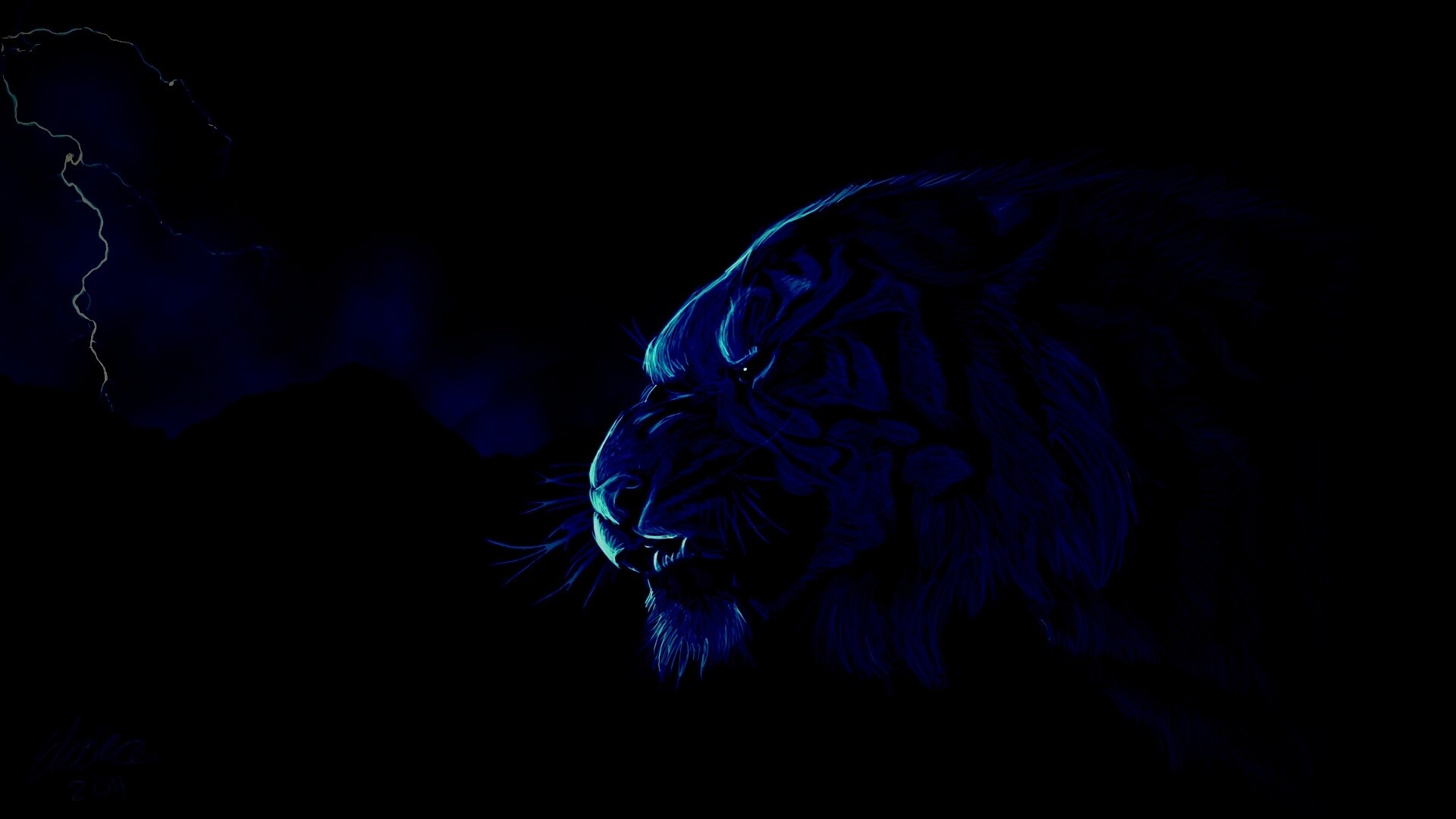 Рисунок грозного тигра обои