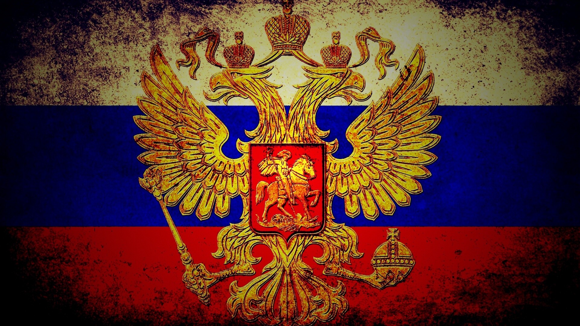 Флаг России в стиле гранж обои