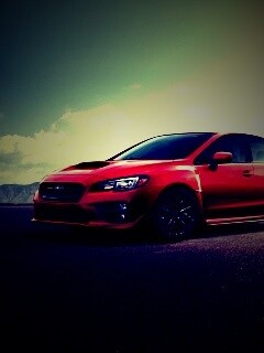 Subaru WRX на пустынной трассе обои