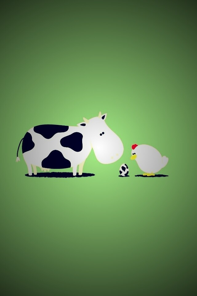 Корова + курица обои
