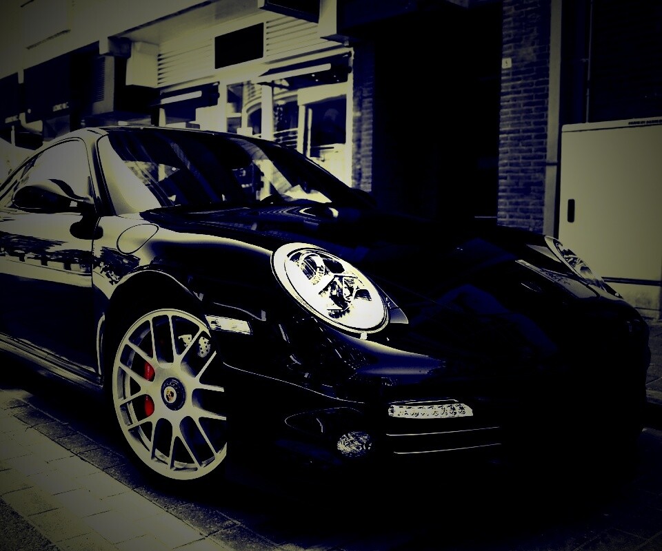 Чёрно-белое фото Porsche обои