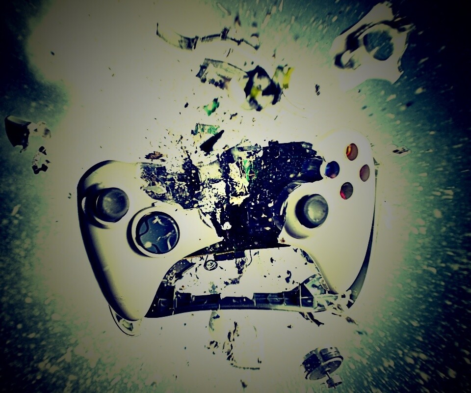 Взрывающийся белый контроллер xbox обои