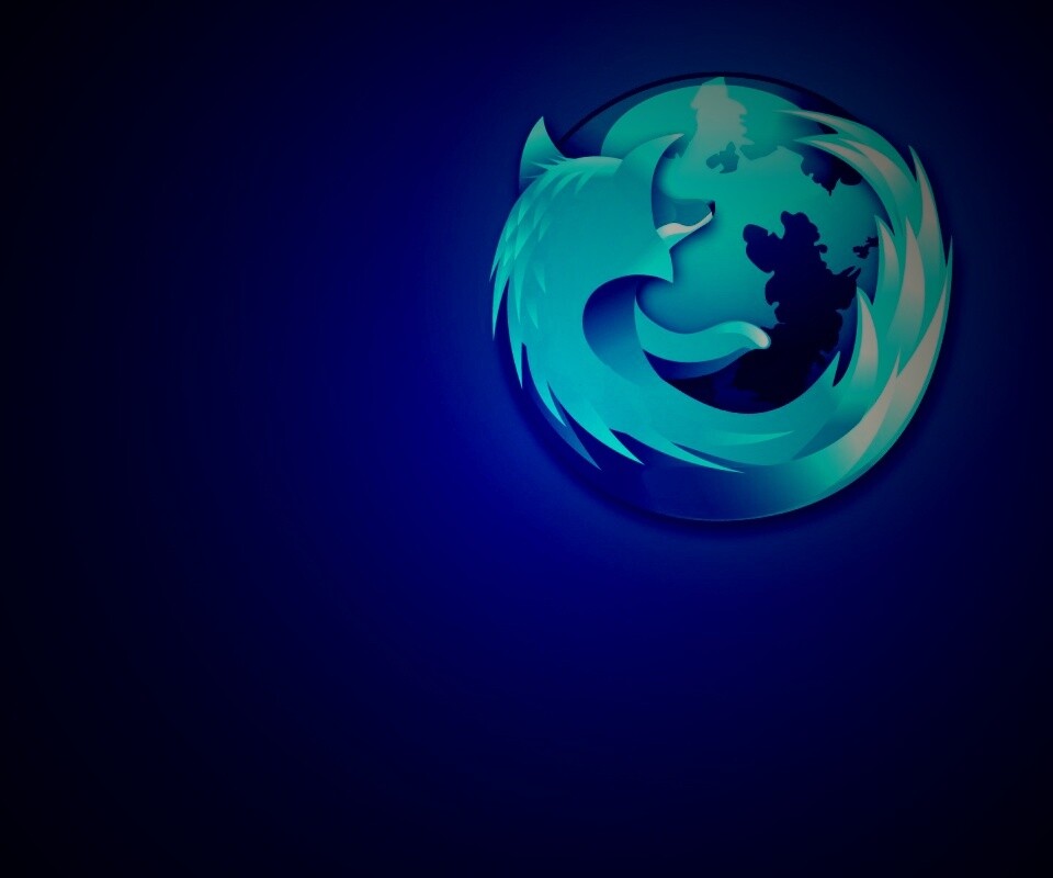 Логотип Firefox в синих тонах обои