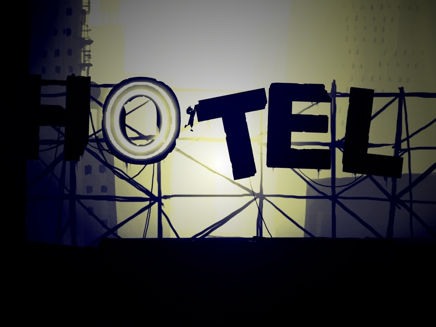 Мальчик из Limbo на вывеске "Hotel" обои