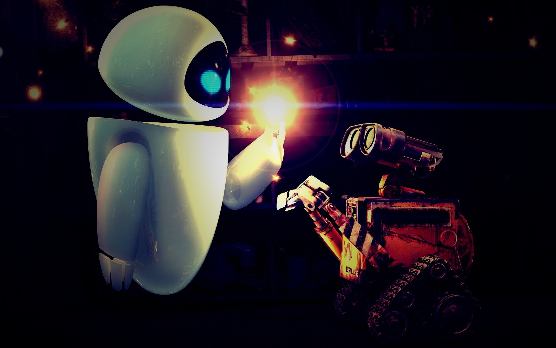 Скачать обои "WALL-E и Ева" 1920х1200 для рабочего стола с фильтр...