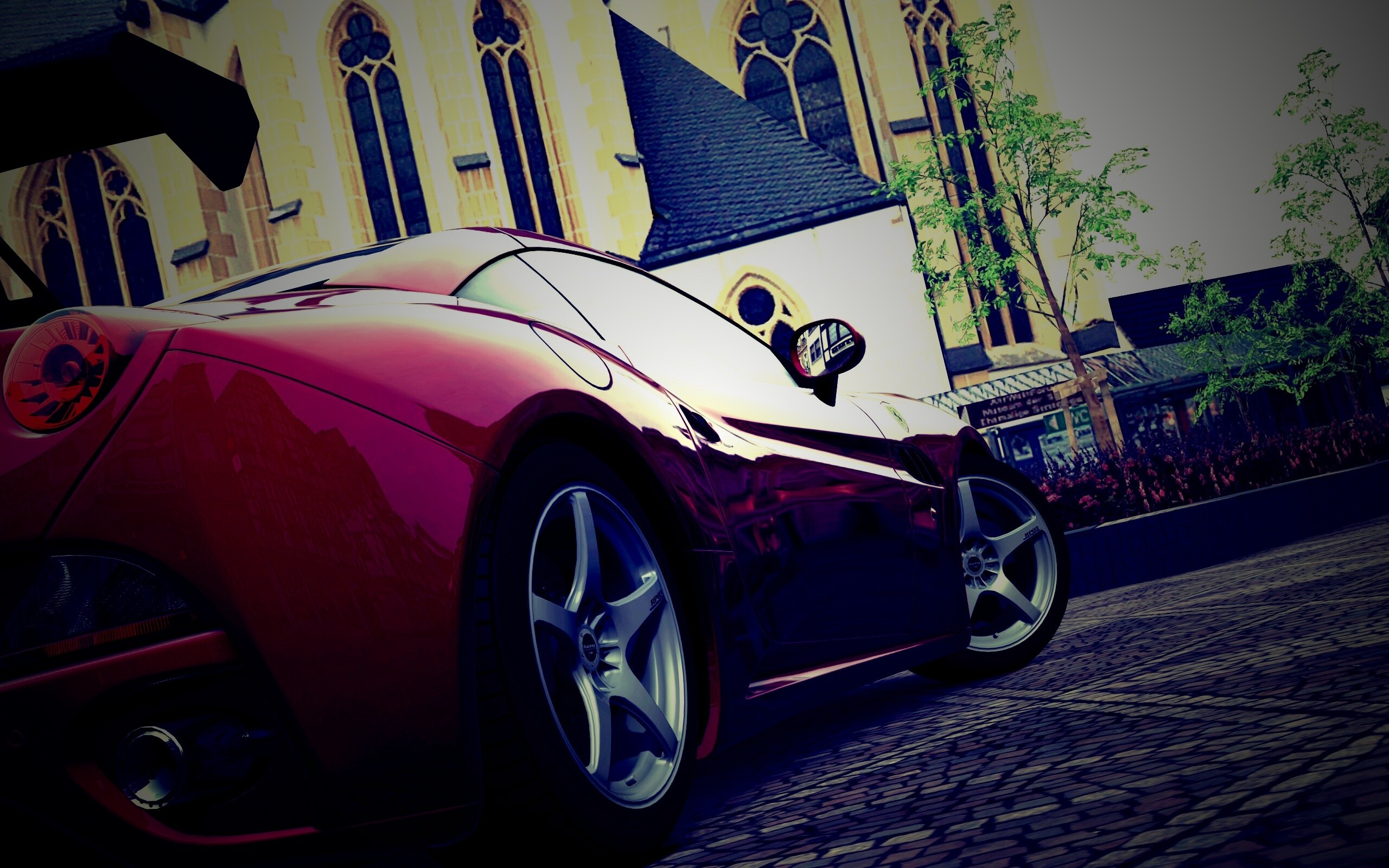 Ferrari на мостовой обои