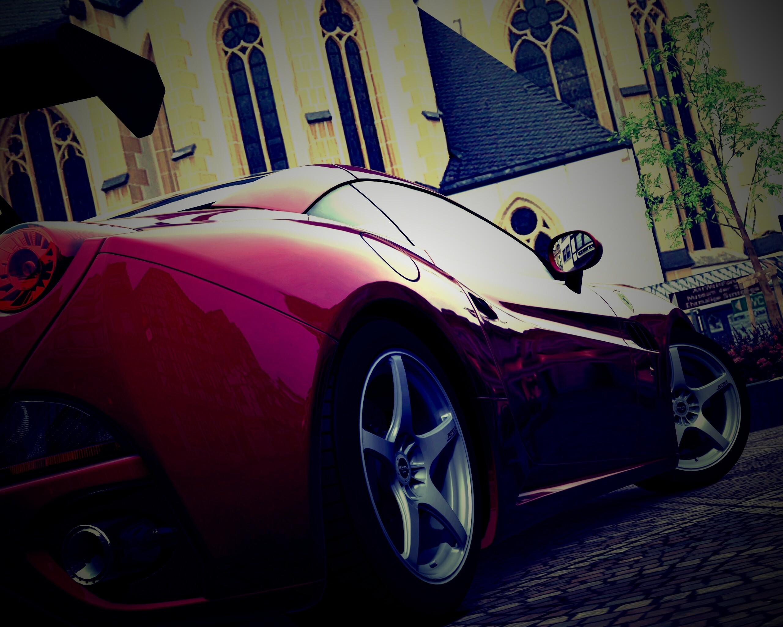 Ferrari на мостовой обои