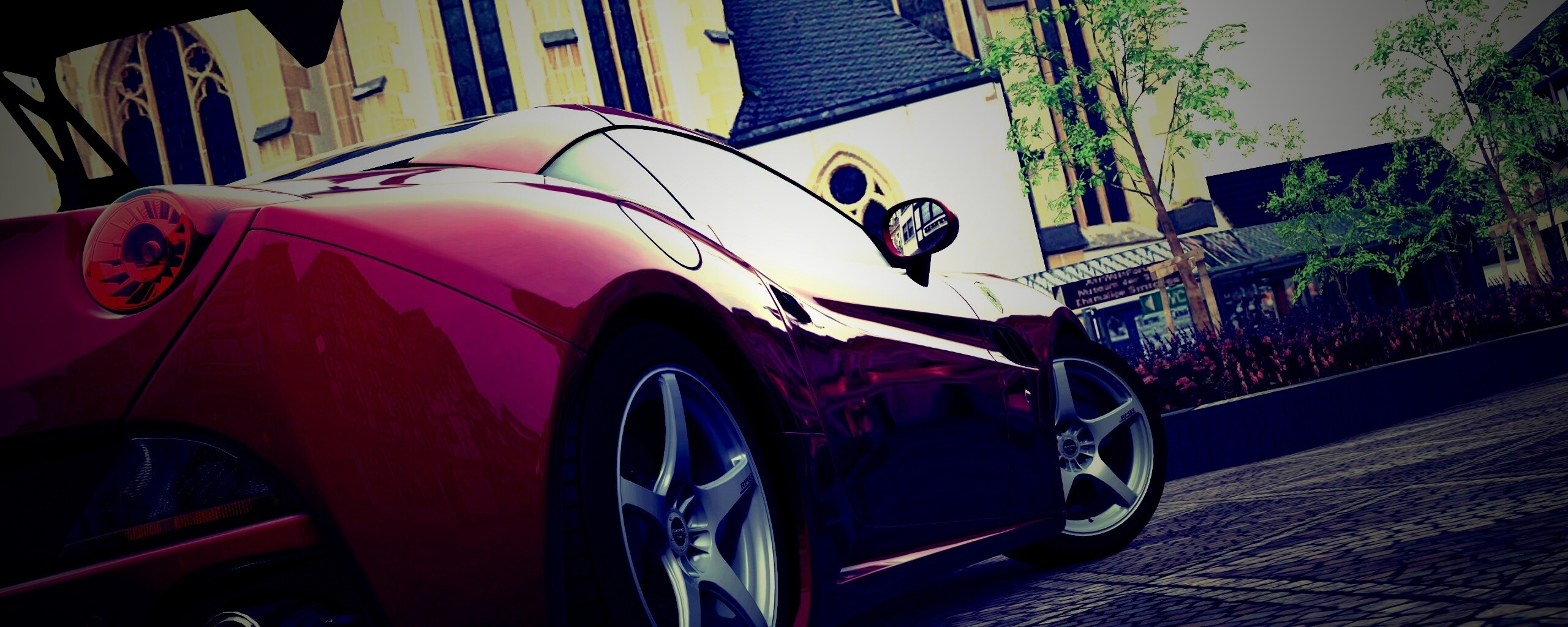 Ferrari на мостовой обои