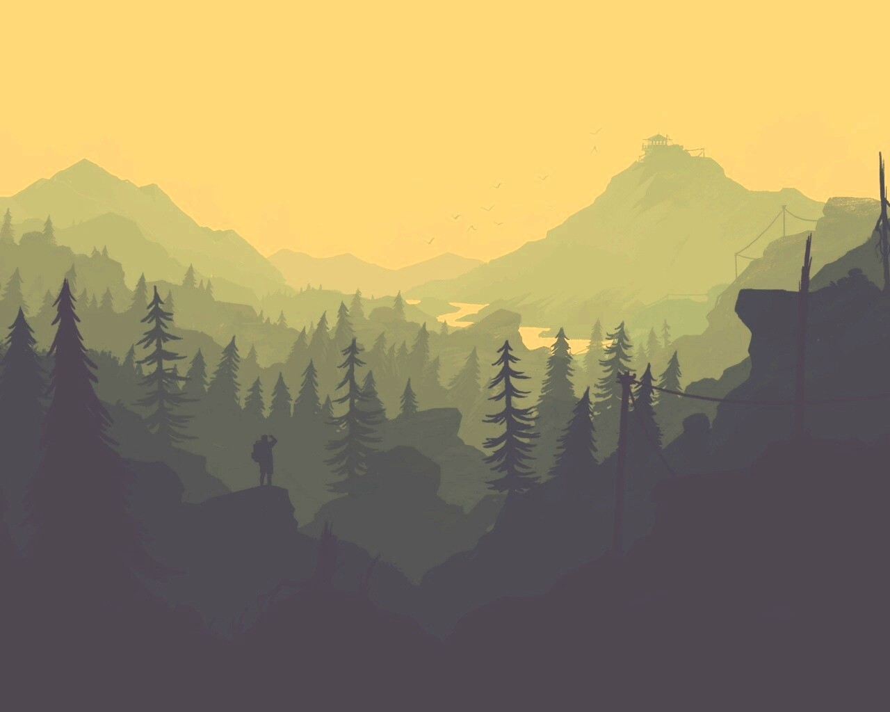 Зеленый Firewatch обои