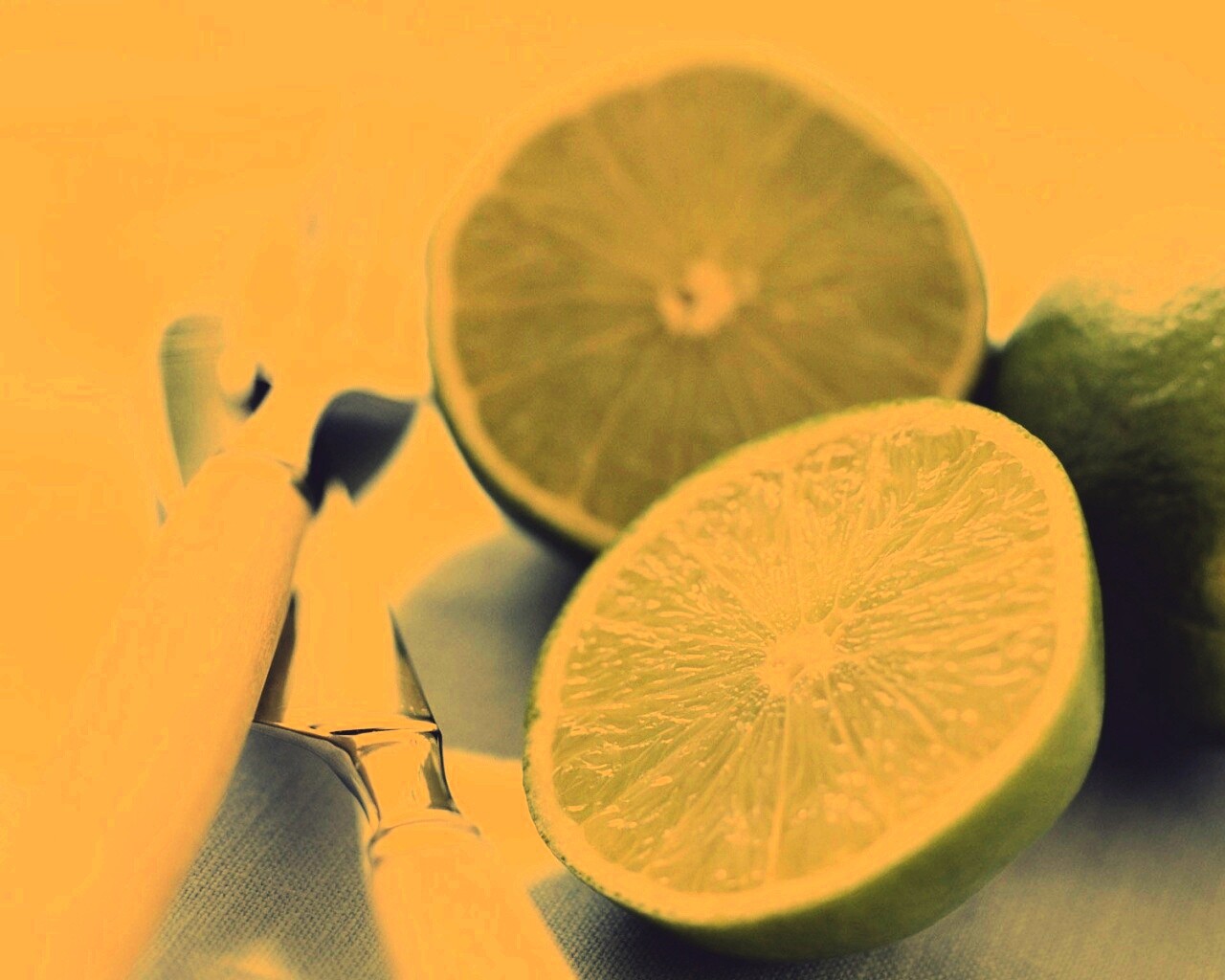 Нож, вилка и лайм обои