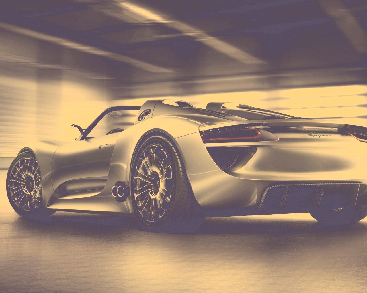 Porsche 918 Spider вид сзади обои