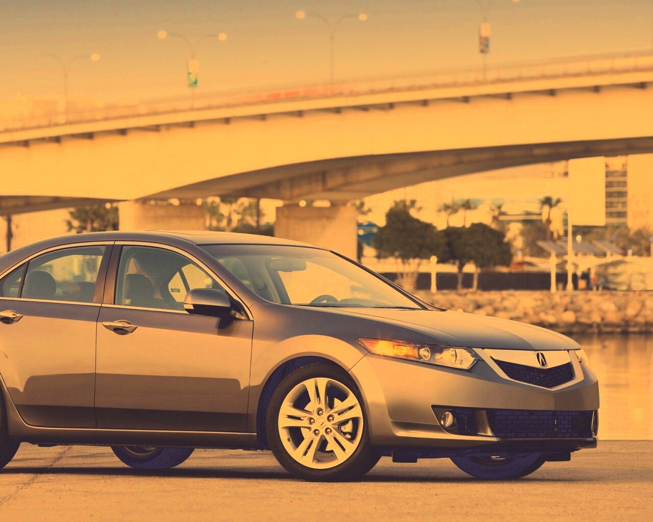 Acura на фоне моста обои