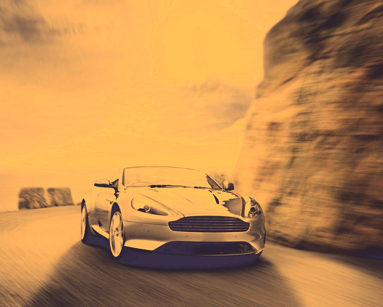 Aston Martin на повороте обои