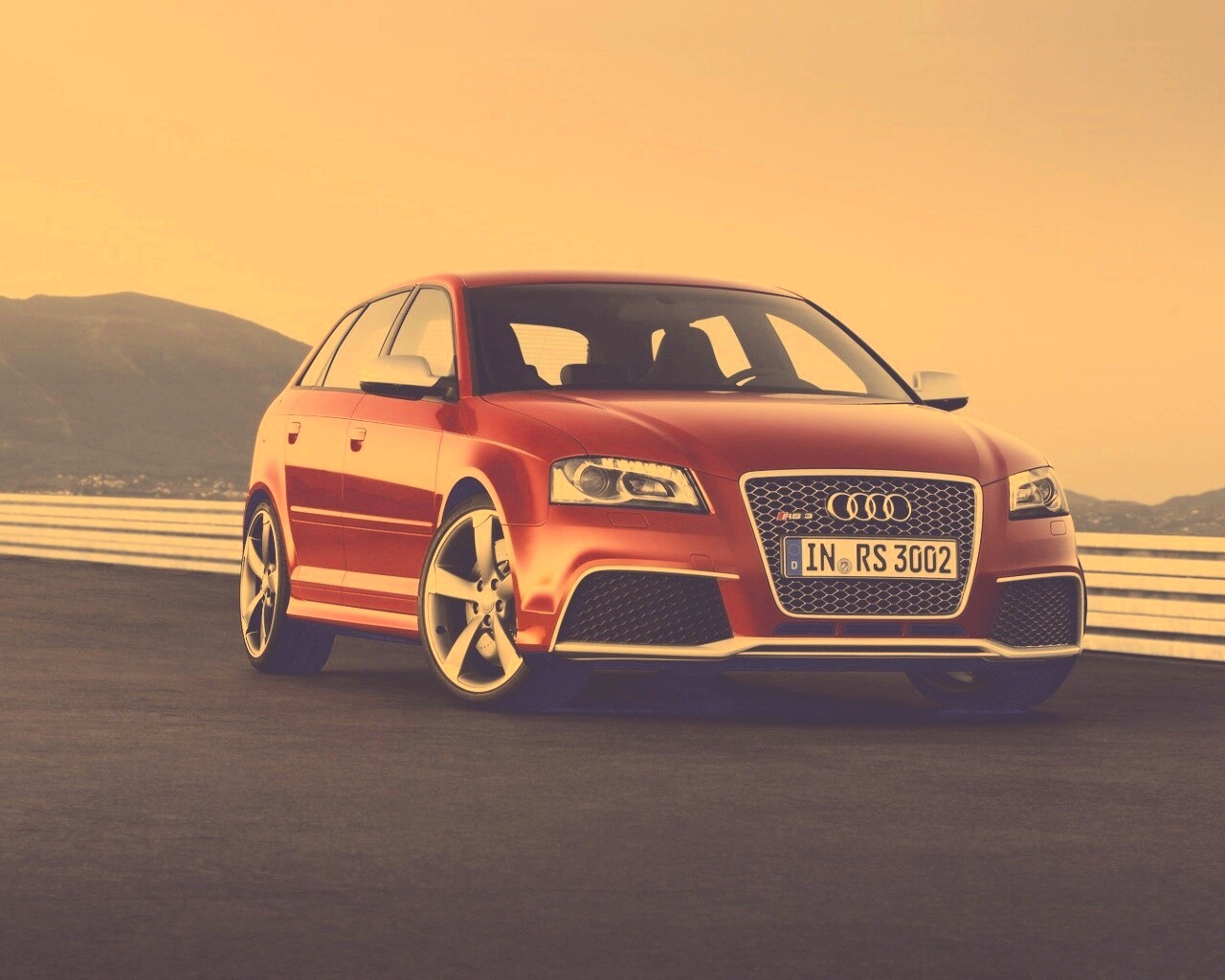 Красная Audi RS3 спереди обои