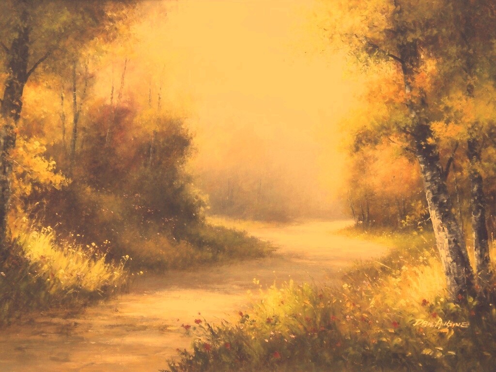 Рисунок лесной дороги обои