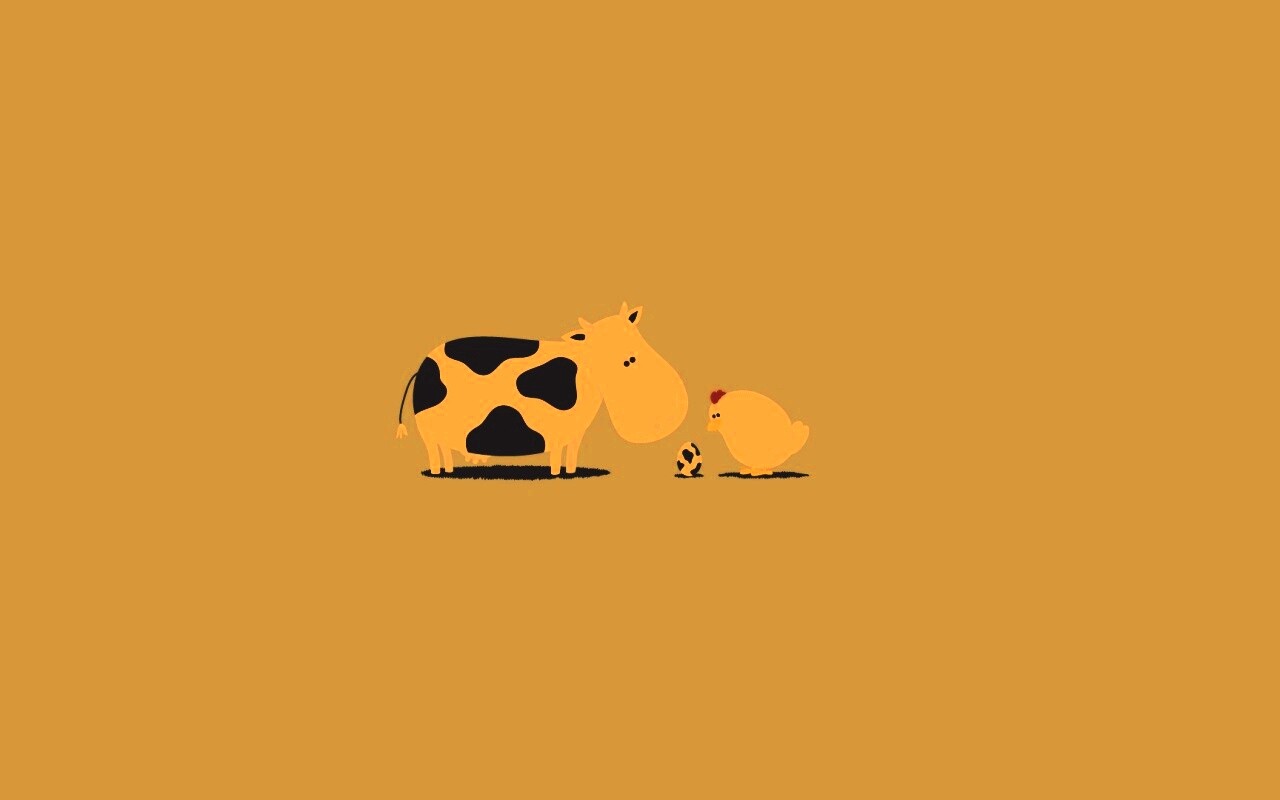 Корова + курица обои