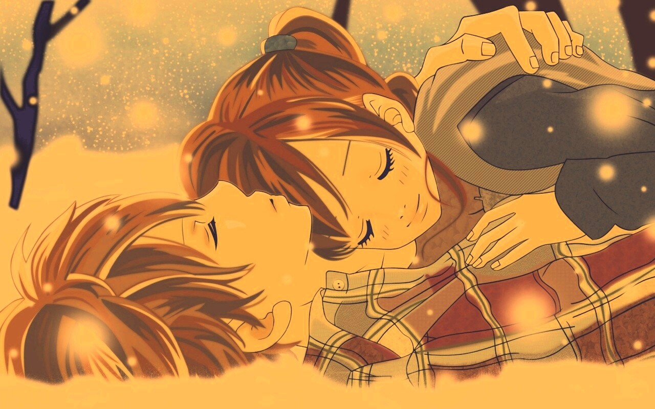 Двое на снегу из Bokura Ga Ita обои