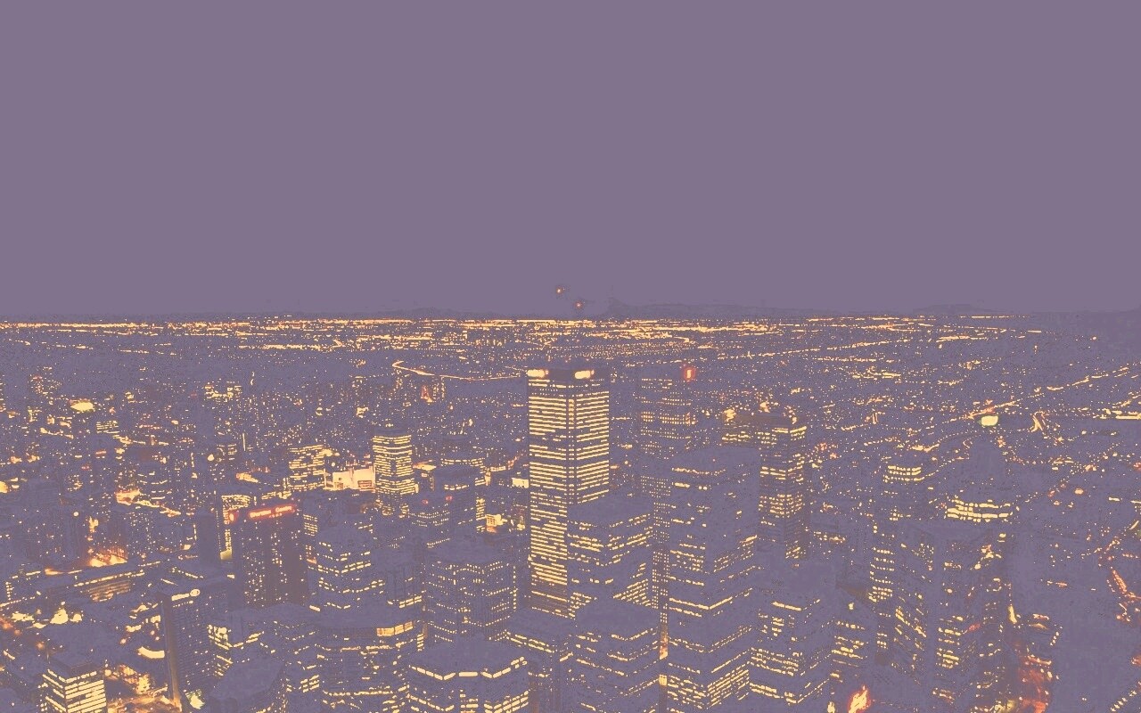 Вид на здания ночного города обои