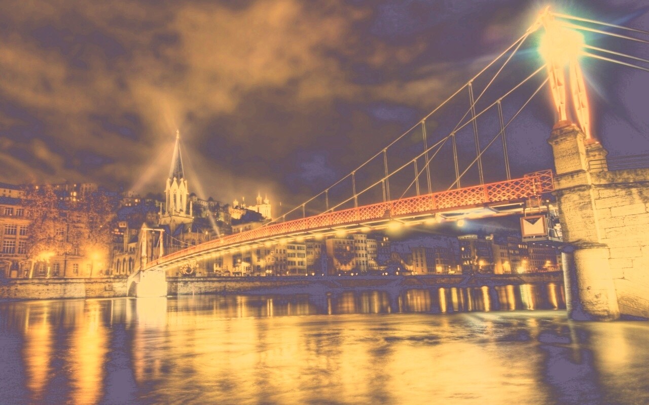 Ночная подсветка моста обои