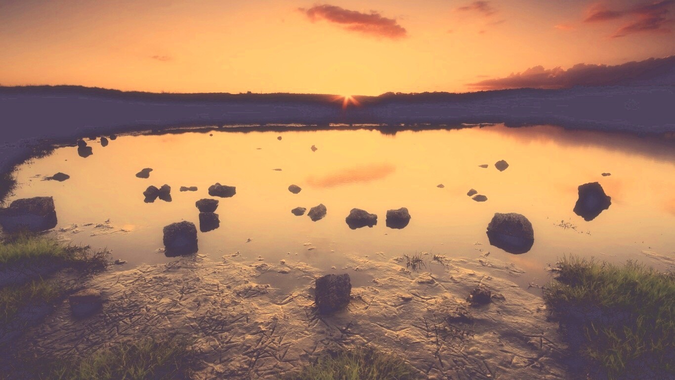 Обмелевшее озеро в Новой Зеландии обои