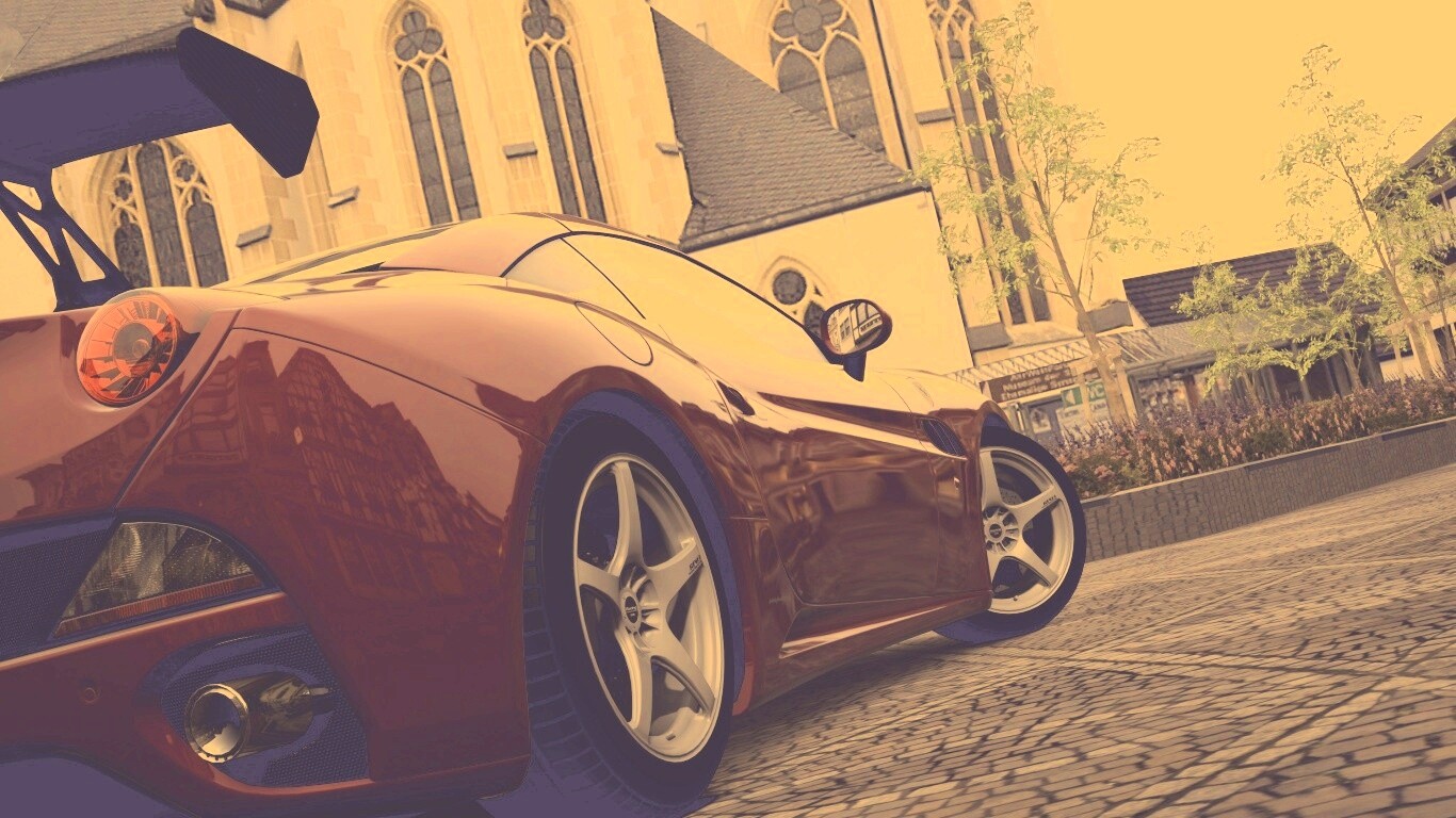 Ferrari на мостовой обои