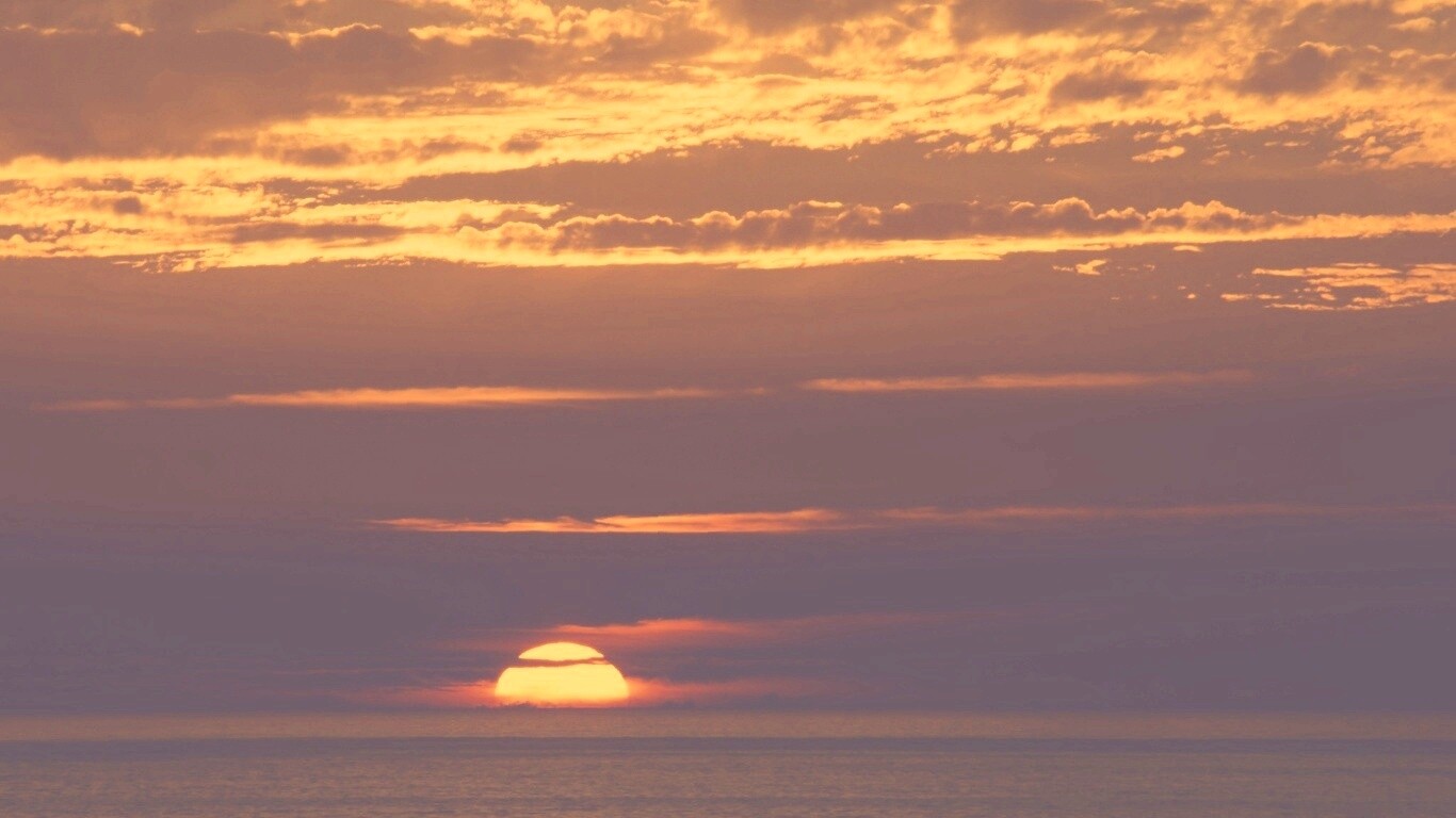 Закат в море обои