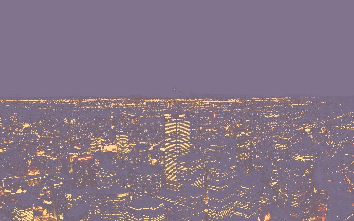 Вид на здания ночного города обои