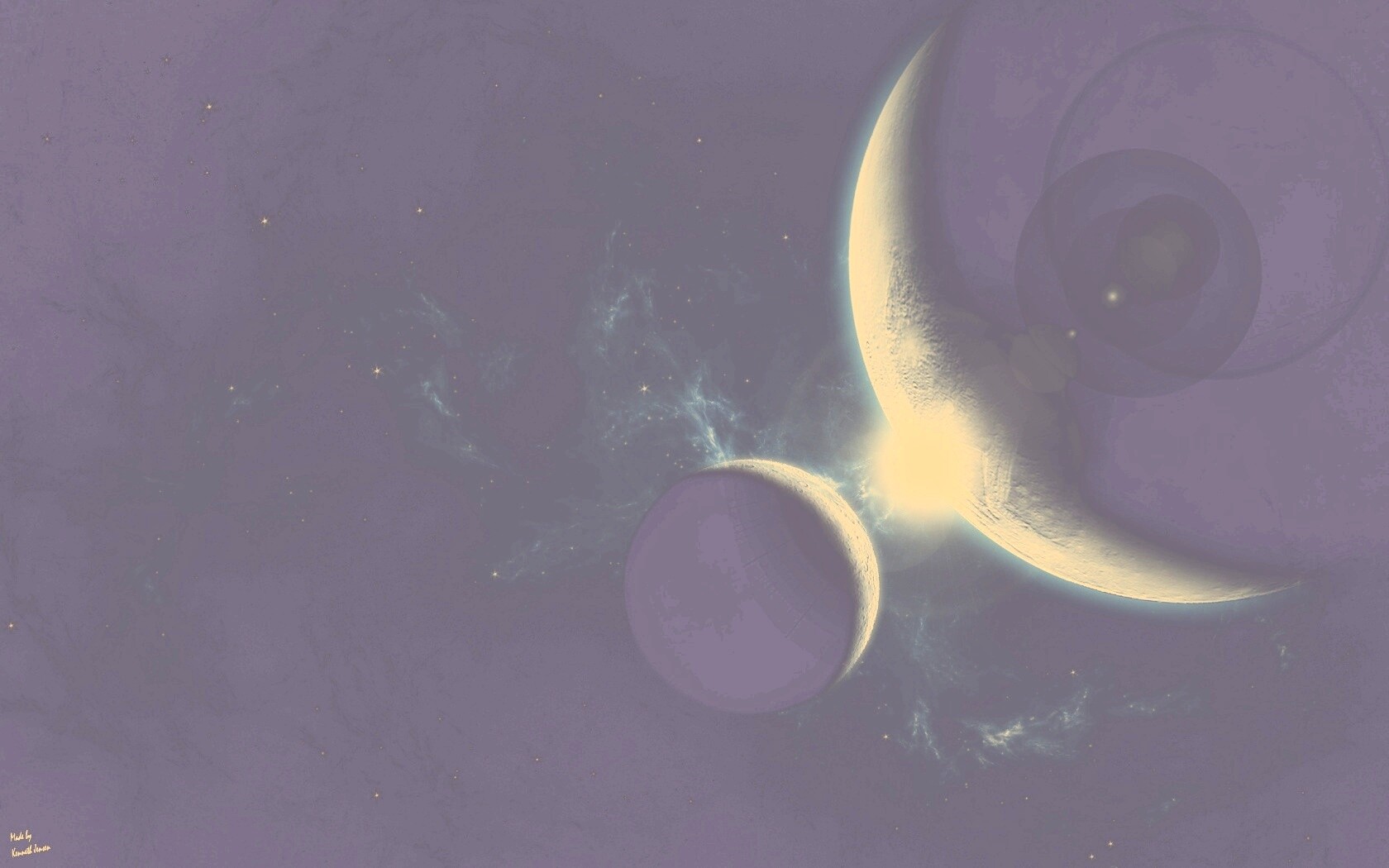 Планета и спутник обои