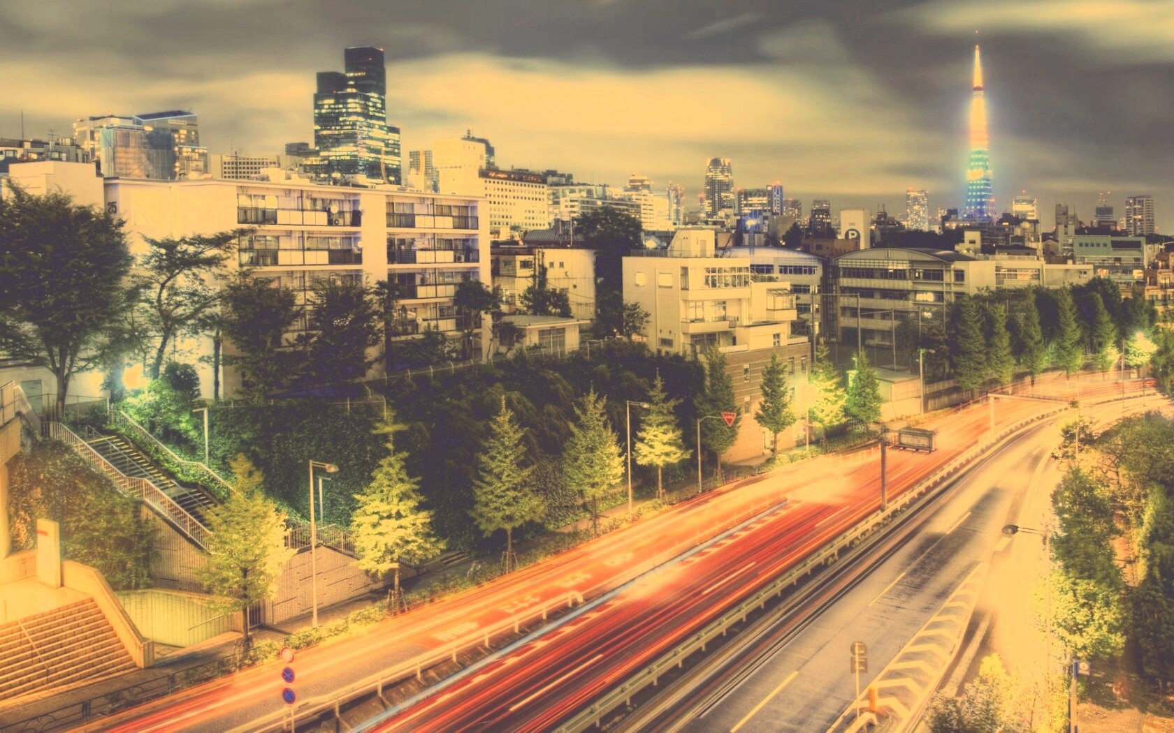 Светящийся город обои