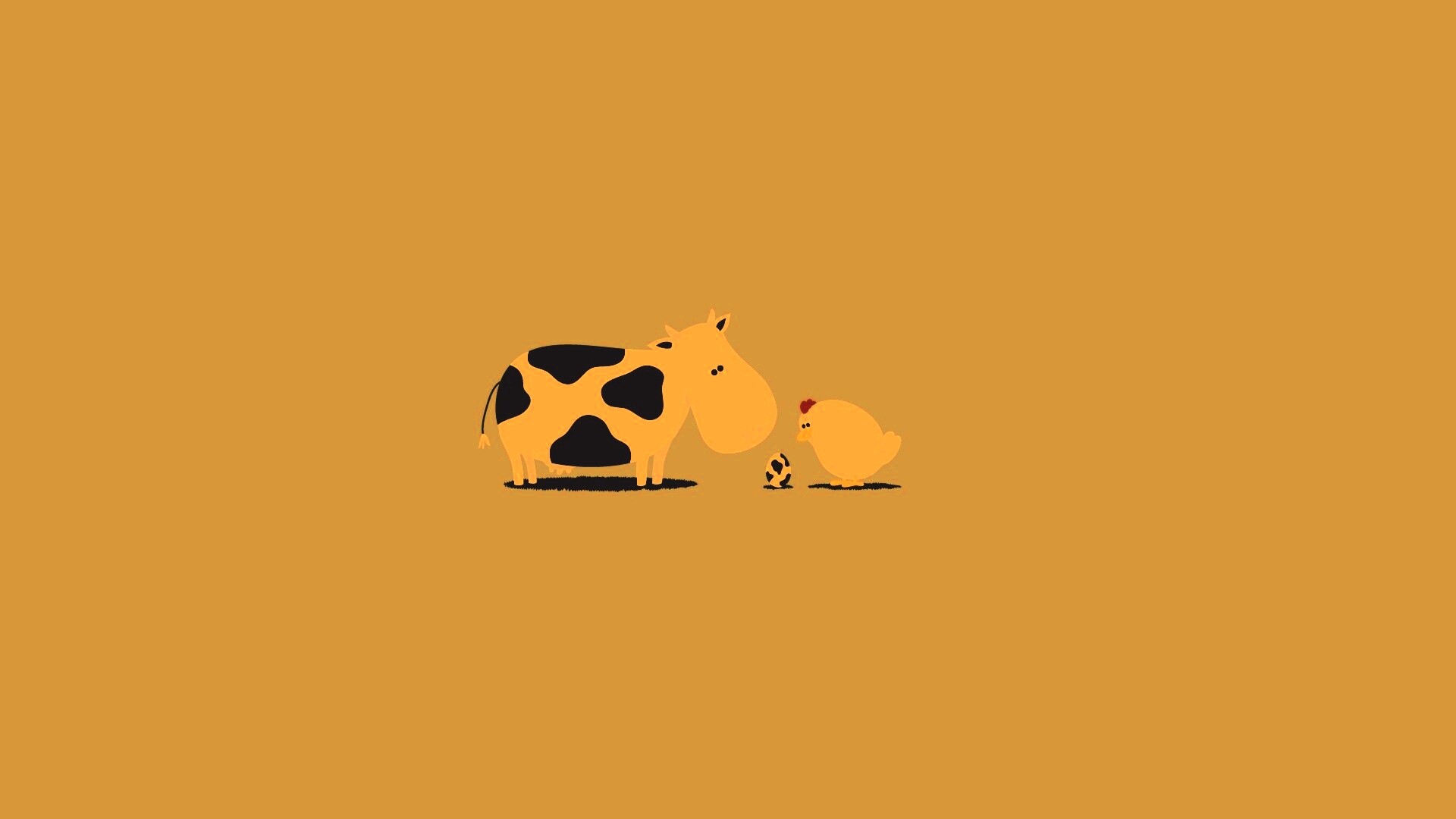 Корова + курица обои