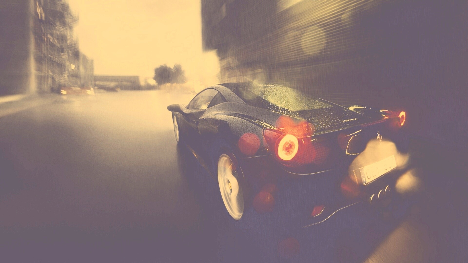 Ferrari под дождем обои
