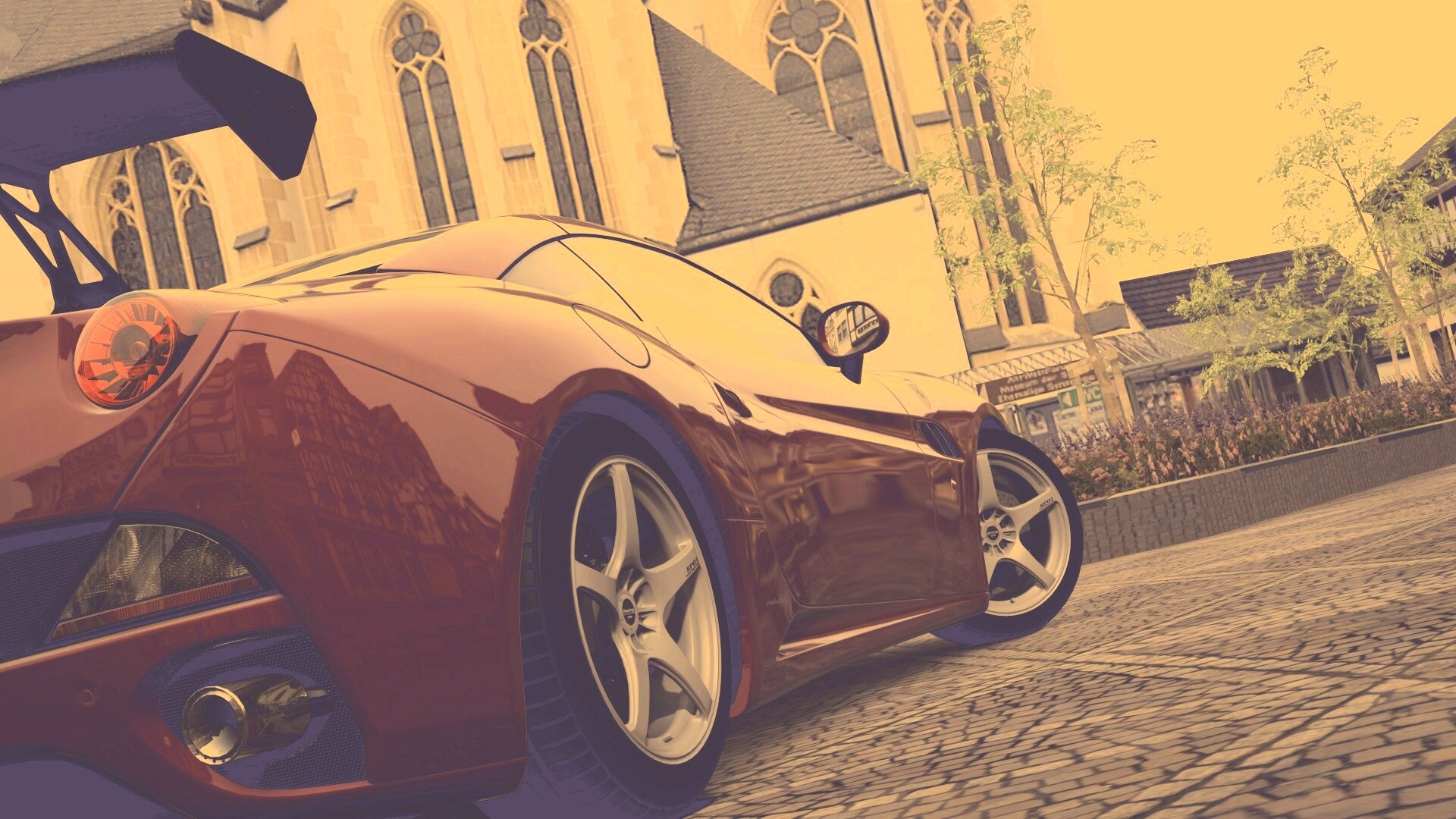 Ferrari на мостовой обои