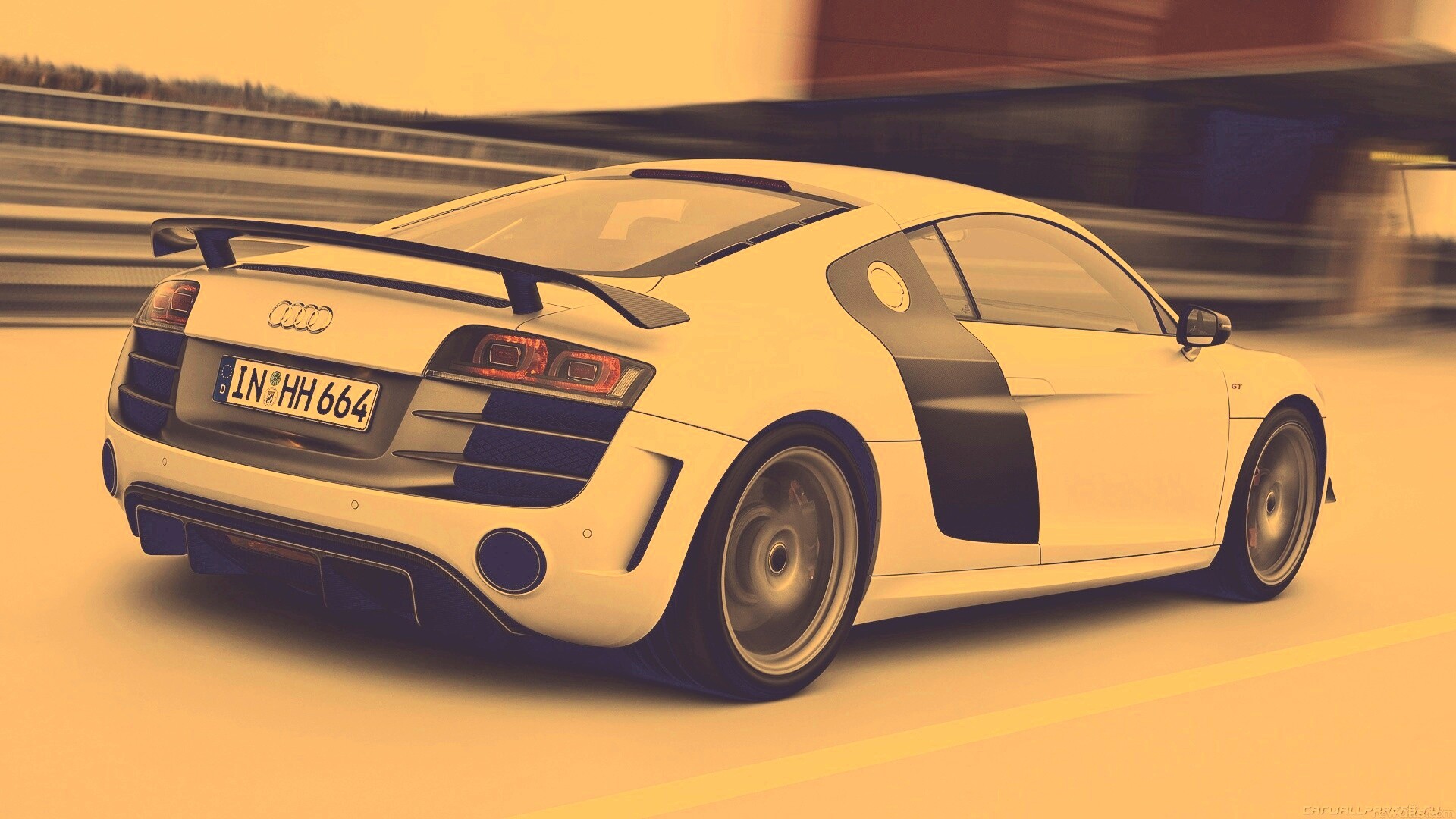 Audi R8 на скоростной трассе обои