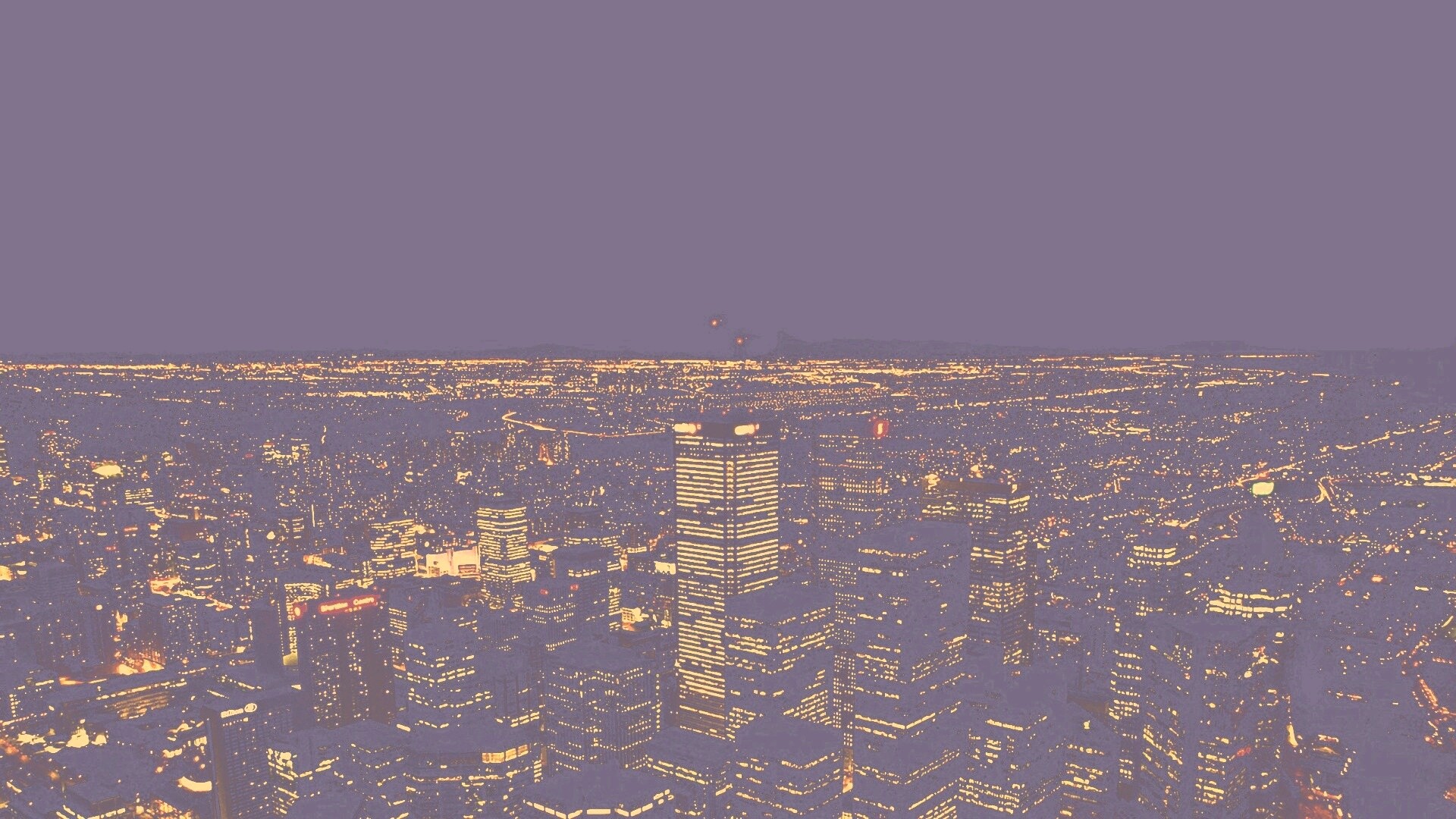 Вид на здания ночного города обои