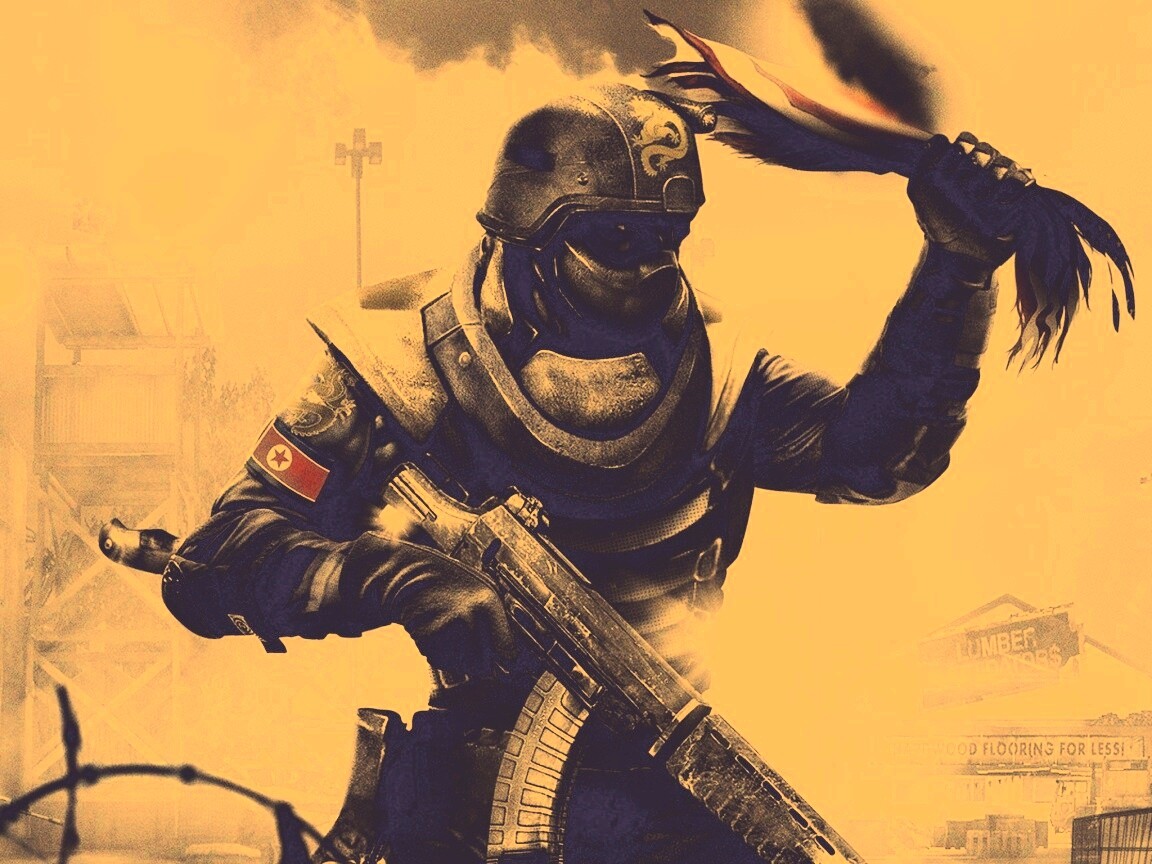 Китайский солдат жжет американский флаг обои