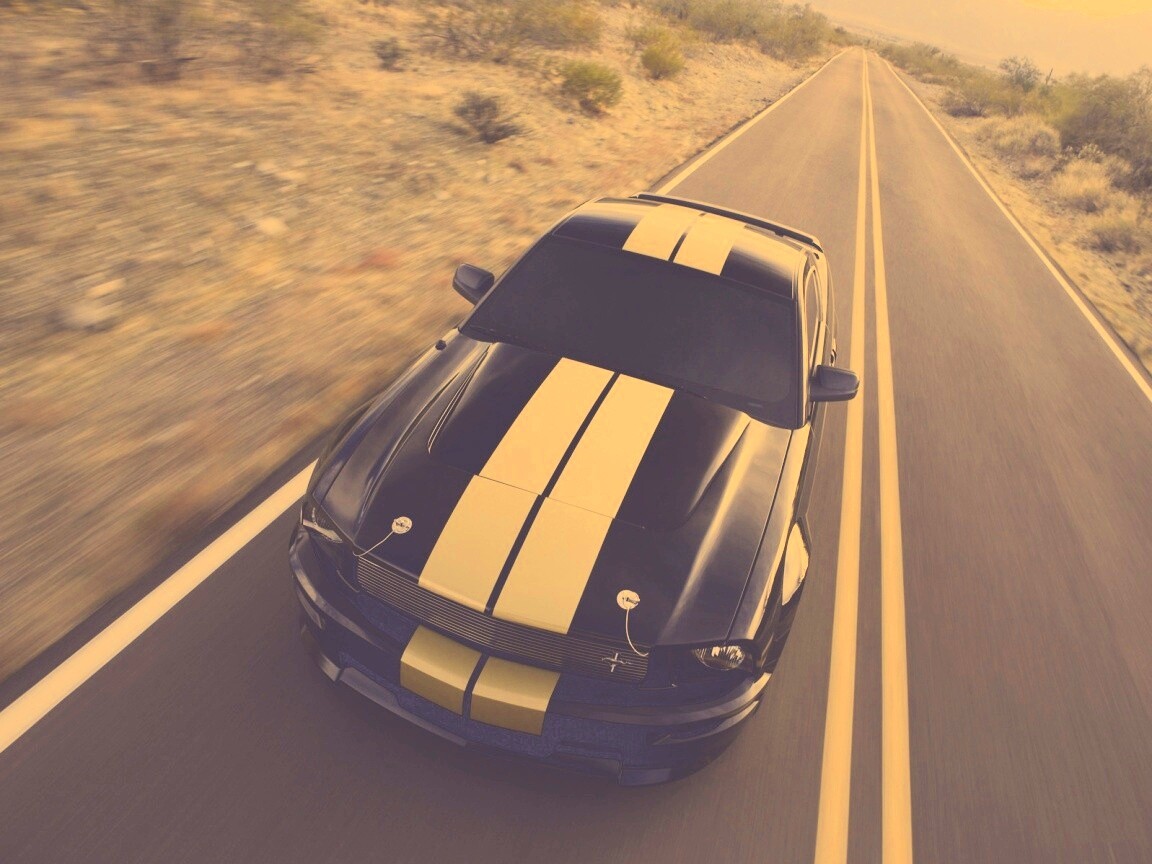 Ford Mustang  с гоночными полосками обои