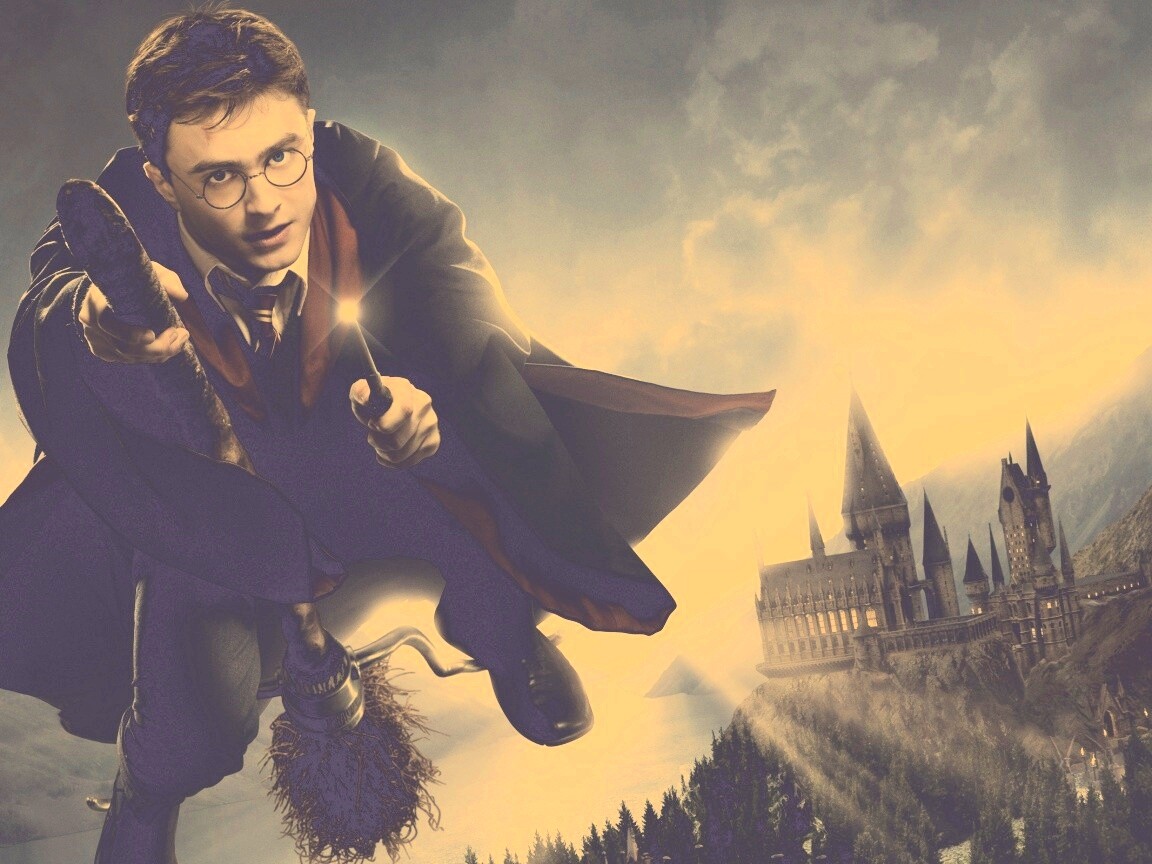 Гарри Поттер на метле обои