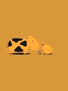 Корова + курица обои
