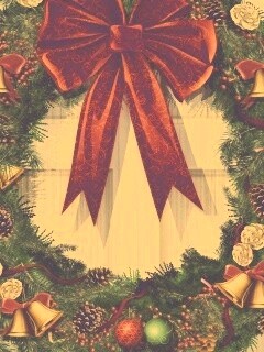 Новогодний венок на двери обои