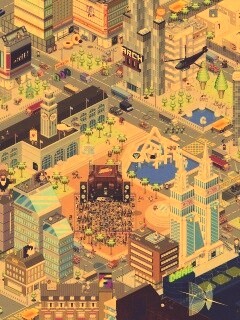 Пиксельный город обои