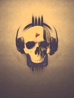 Череп в наушниках обои