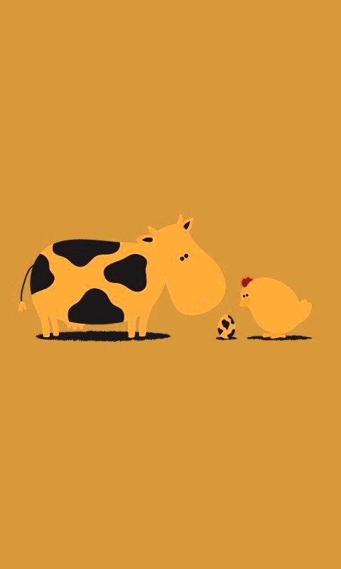 Корова + курица обои